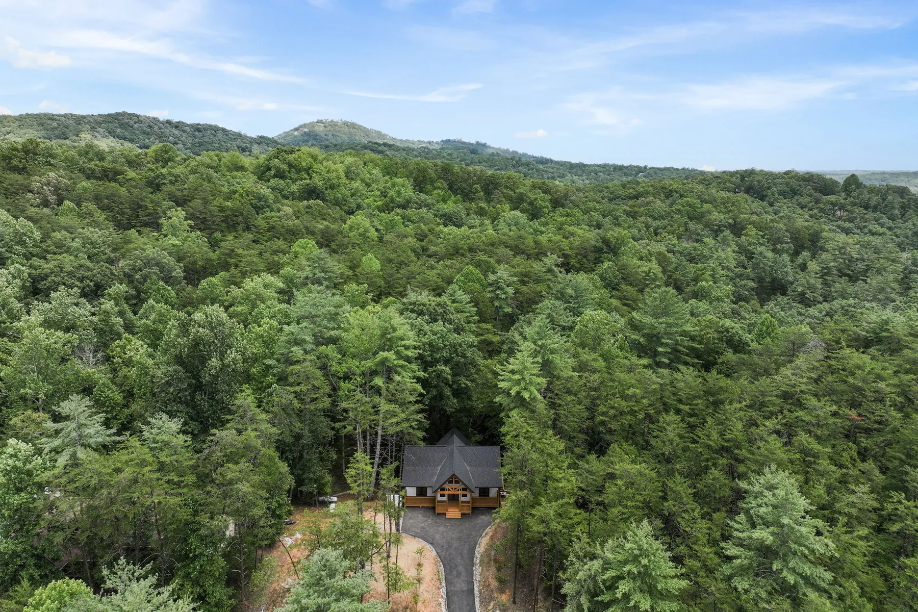 Blue Ridge mountain view over forest from a custom home site in Lake Lure NC